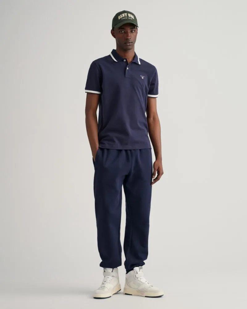 Gant Apparel Mens HERRINGBONE TIPPING PIQUE 433/EVENING BLUE
