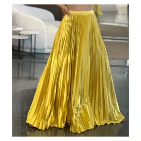 Golden Yellow Pleated Maxi Skirt