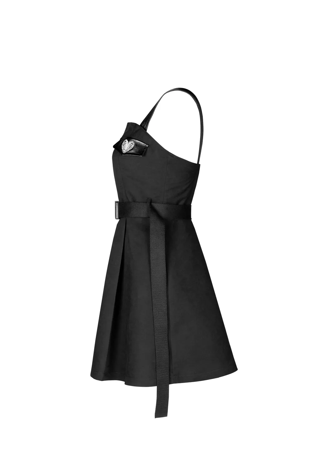 Gothic Punk Sleeveless Dress with Belt and Embroidery