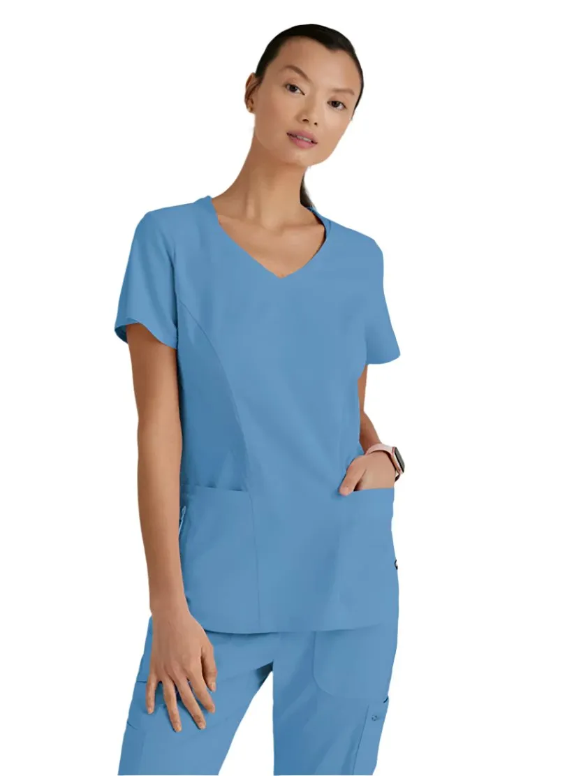 Grey's Anatomy Stretch™ by Barco Carly 3-Pocket Curved V-Neck Scrub Top