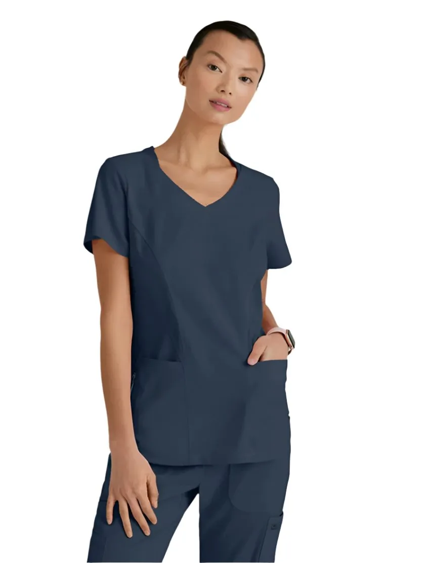 Grey's Anatomy Stretch™ by Barco Carly 3-Pocket Curved V-Neck Scrub Top