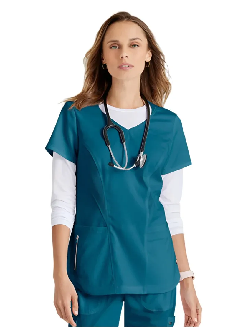 Grey's Anatomy Stretch™ by Barco Carly 3-Pocket Curved V-Neck Scrub Top