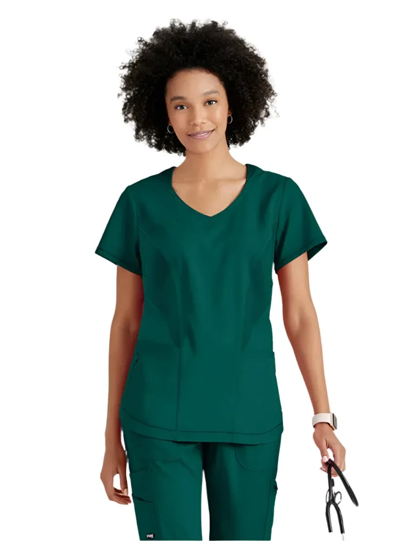 Grey's Anatomy Stretch™ by Barco Carly 3-Pocket Curved V-Neck Scrub Top
