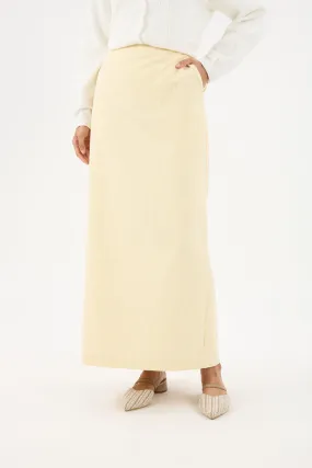 Harmoni Butter Yellow Striped Linen Skirt