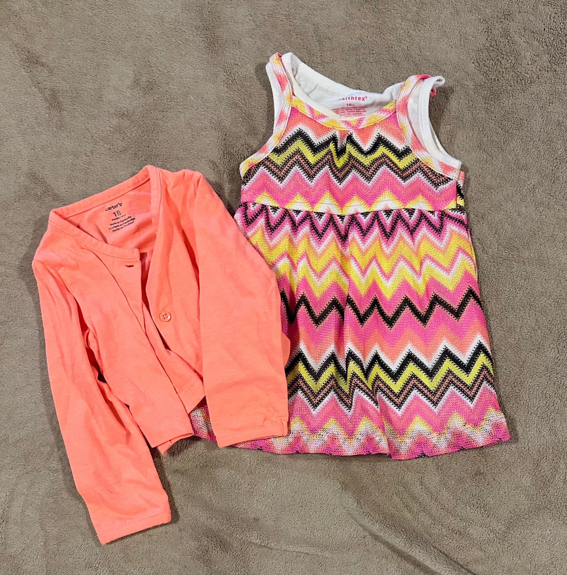 Healthtex tank dress Striped w orange sweater - size Kids Clothing:       18 Months