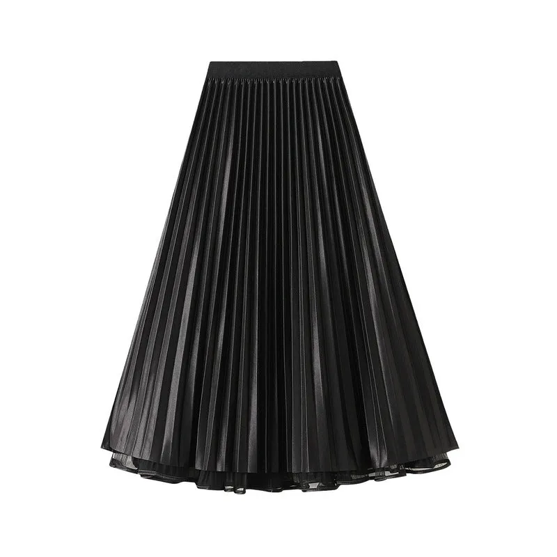 High Waist Mid Length Draping A Line Tulle Skirt
