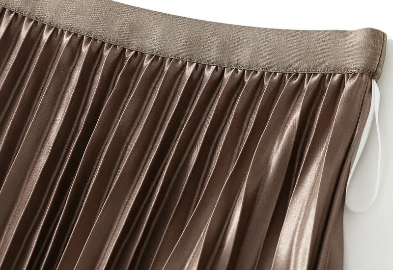 High Waist Mid Length Draping A Line Tulle Skirt