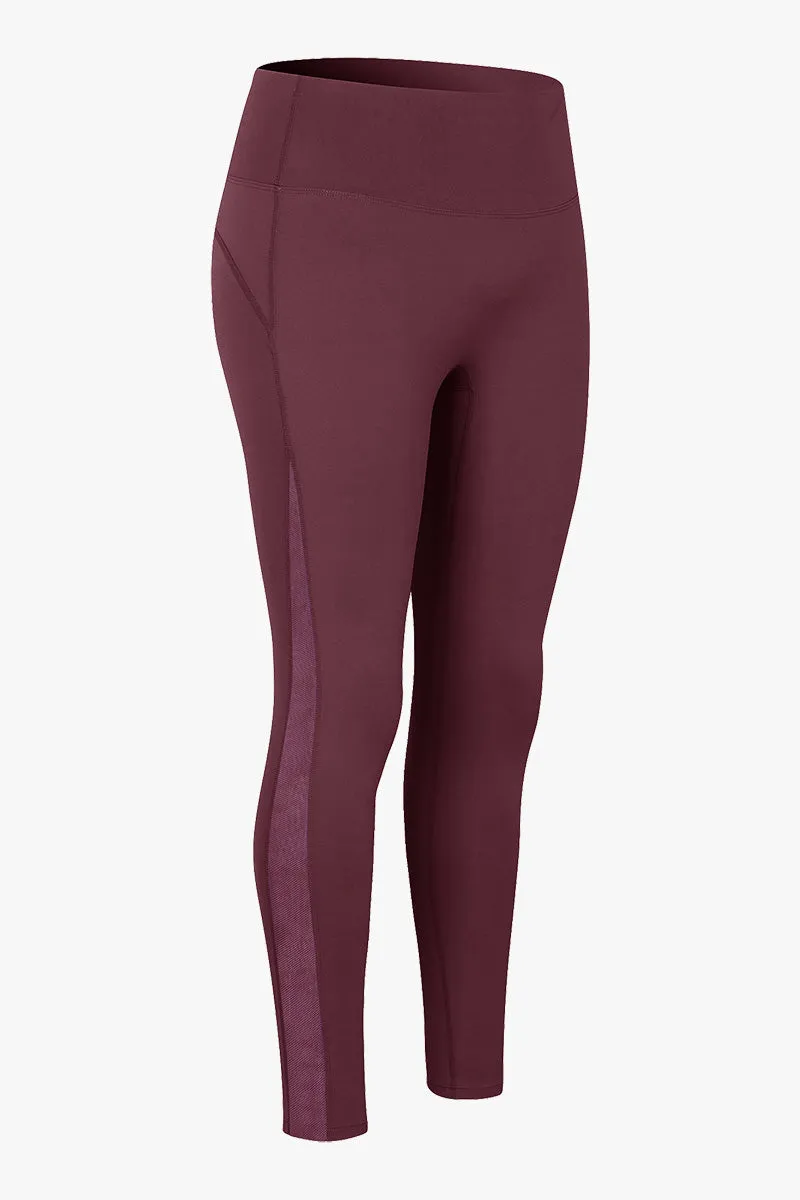 High Waist Workout Leggings with Mesh Inserts