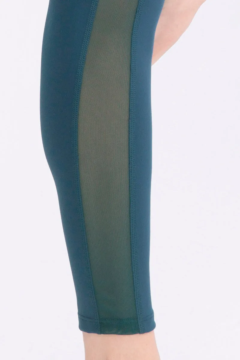 High Waist Workout Leggings with Mesh Inserts