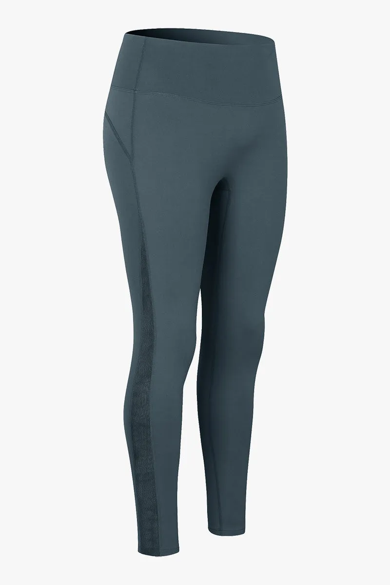 High Waist Workout Leggings with Mesh Inserts