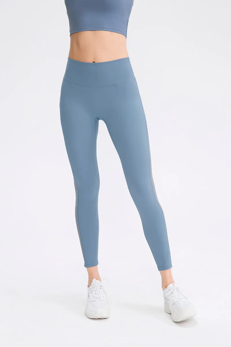 High Waist Workout Leggings with Mesh Inserts
