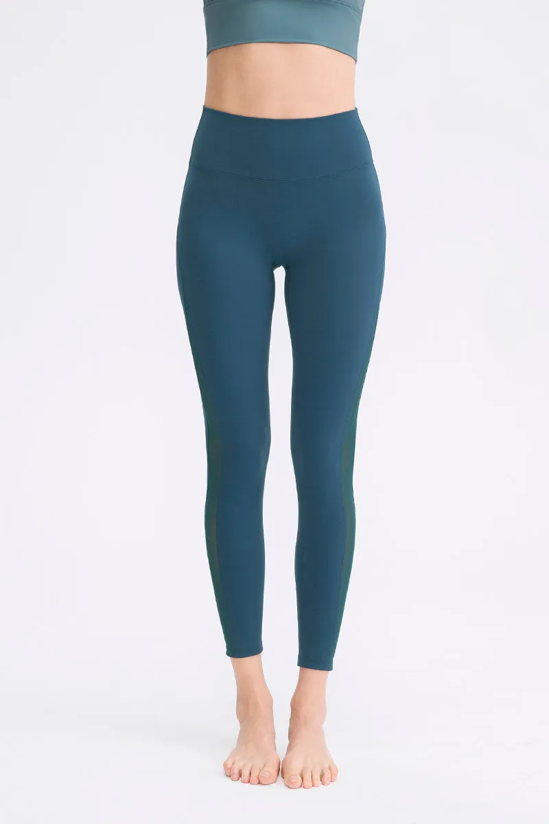 High Waist Workout Leggings with Mesh Inserts