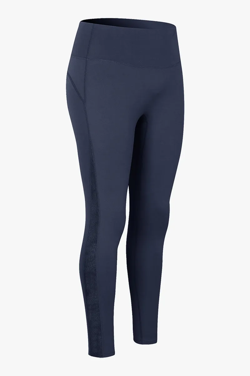 High Waist Workout Leggings with Mesh Inserts