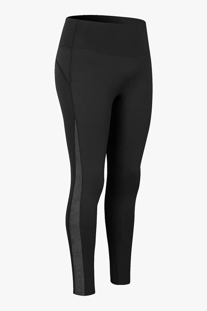 High Waist Workout Leggings with Mesh Inserts