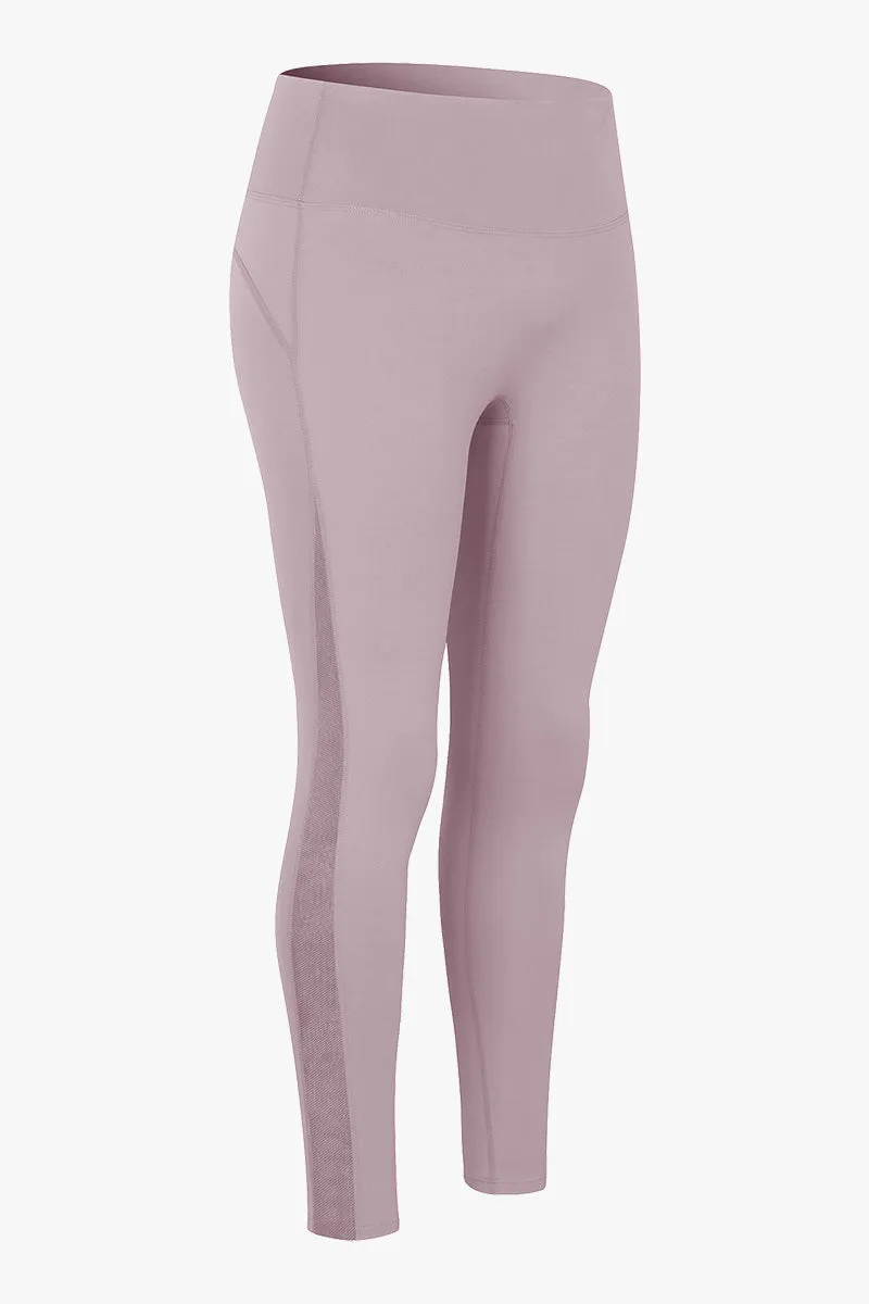 High Waist Workout Leggings with Mesh Inserts