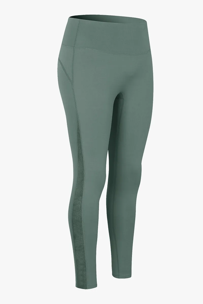 High Waist Workout Leggings with Mesh Inserts