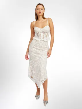 Isla White Lace Midi Skirt