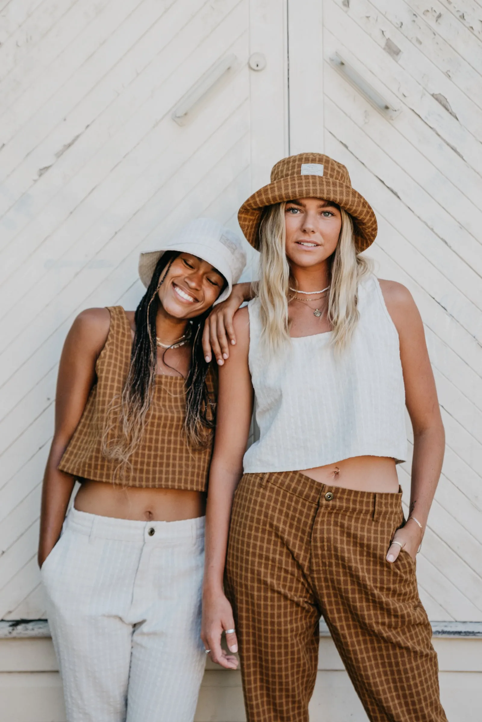 Kora - Brown Checked Crop Top