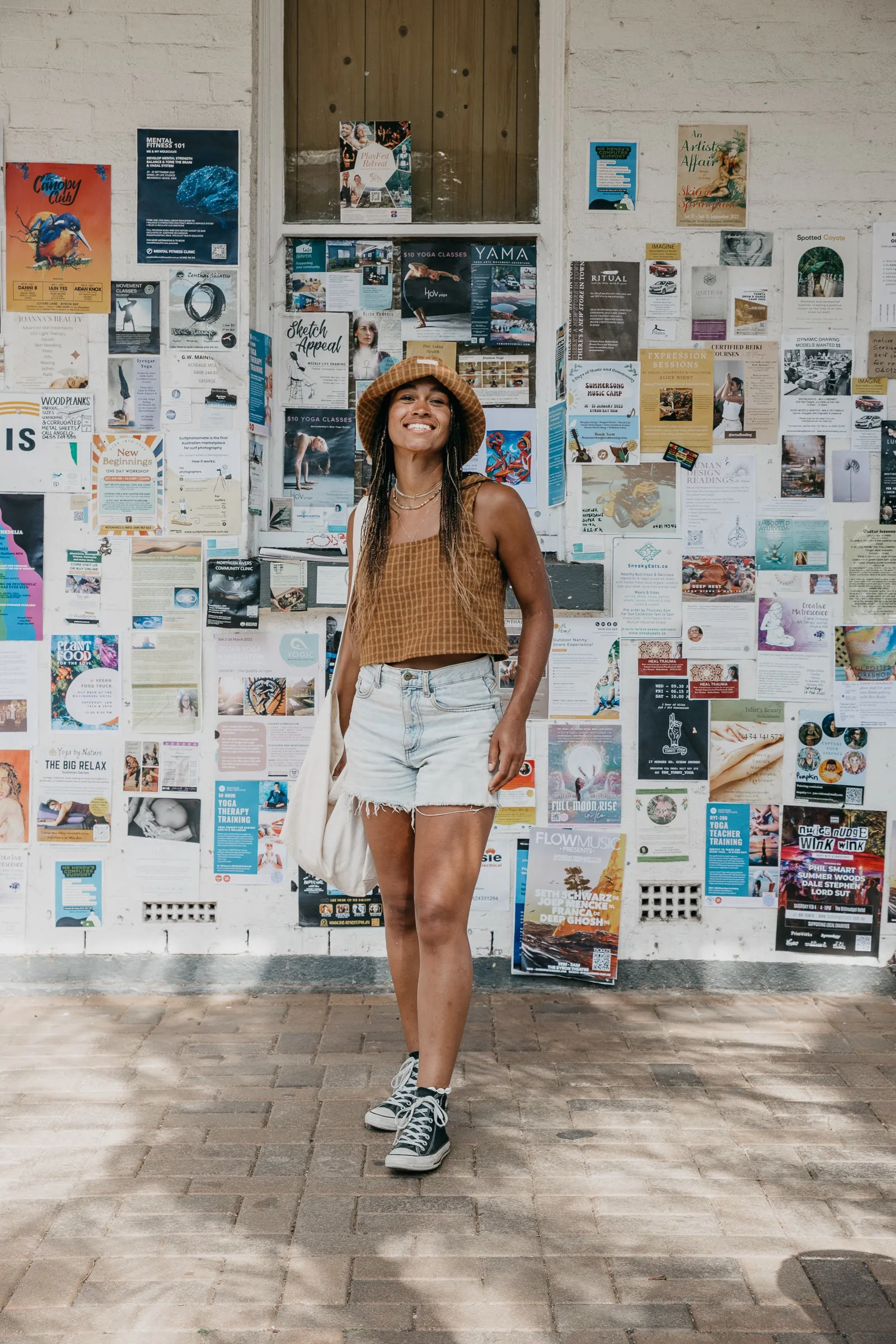 Kora - Brown Checked Crop Top