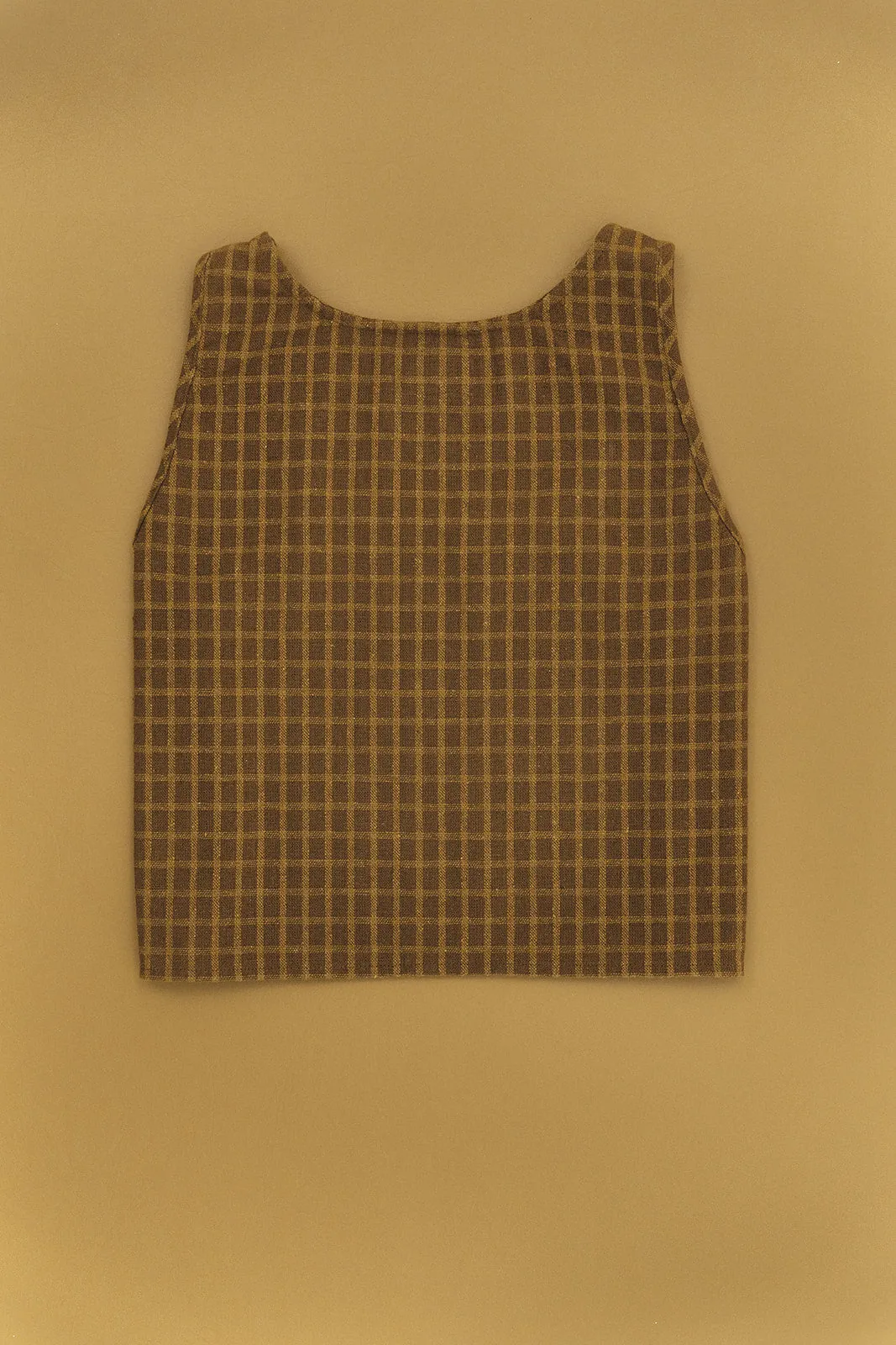 Kora - Brown Checked Crop Top