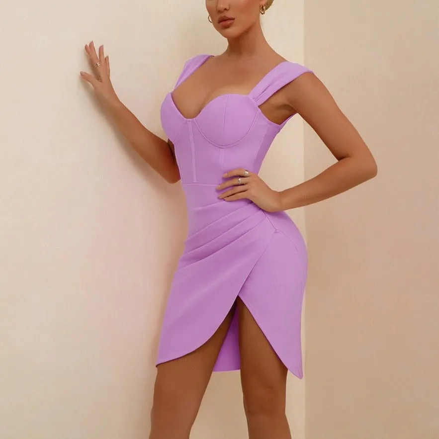 Lyla - Lilac Drape Bandage Dress