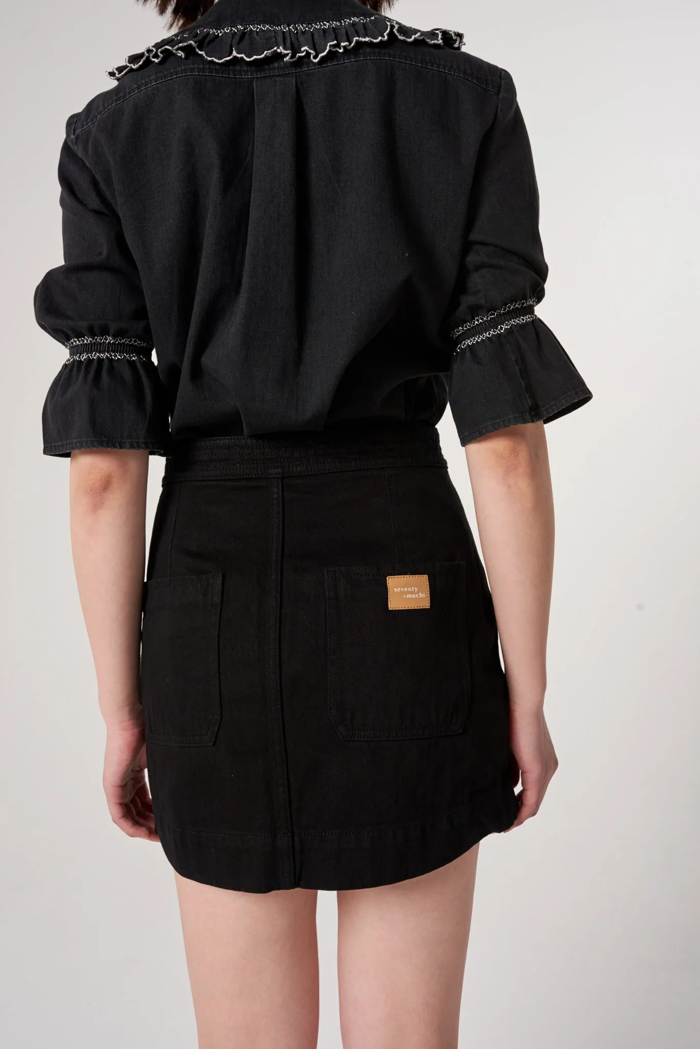 Marie Mini Skirt in Black Denim