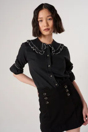 Marie Mini Skirt in Black Denim