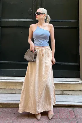 MDX Beige Elastic Waist Long Women's Skirt MG1979 - Lyon