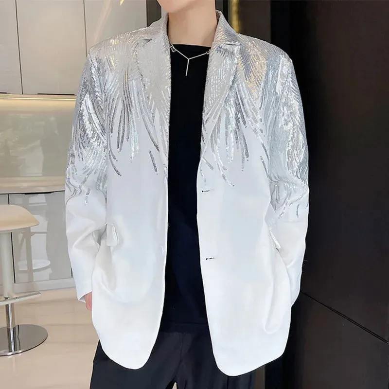 Men's Sequin Feather Blazer