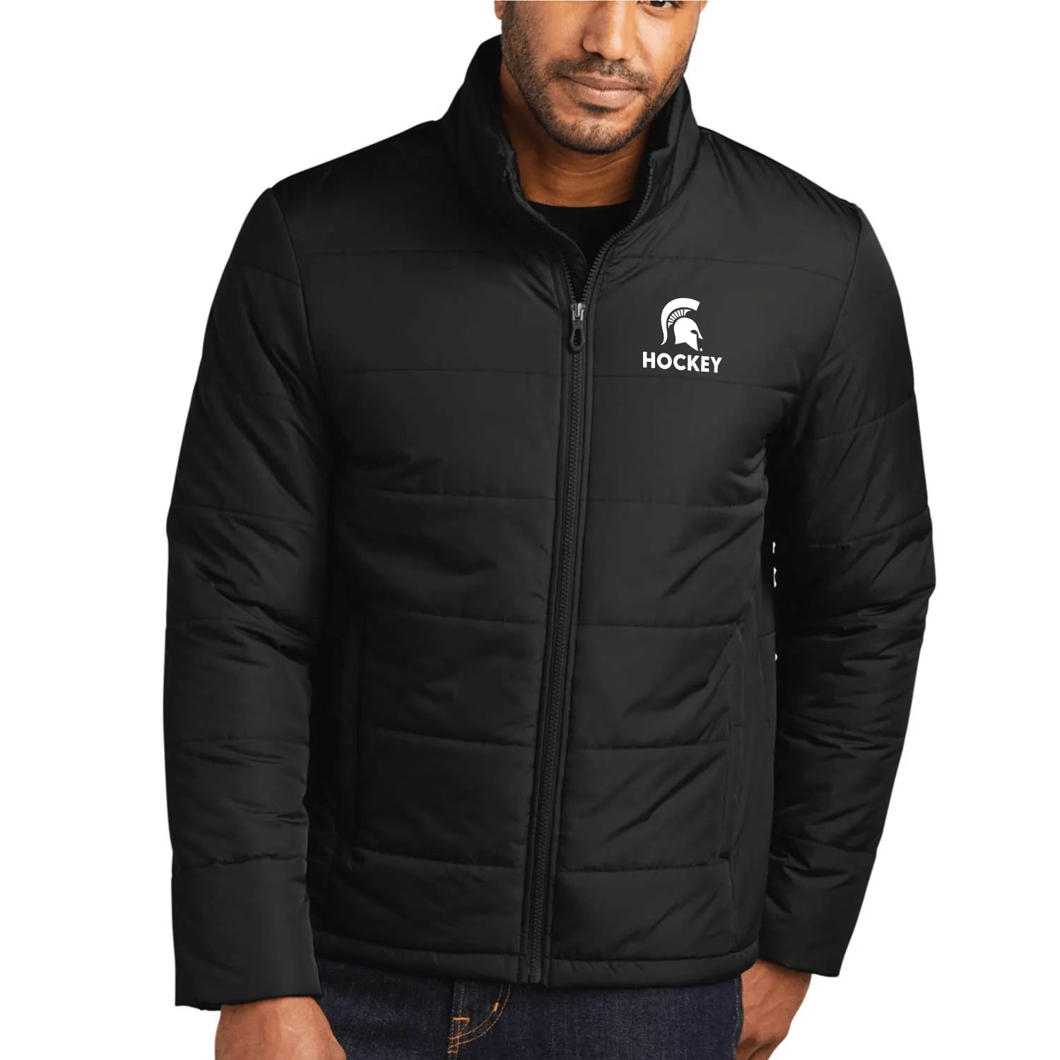 Michigan State Hockey Black Puffer Jacket