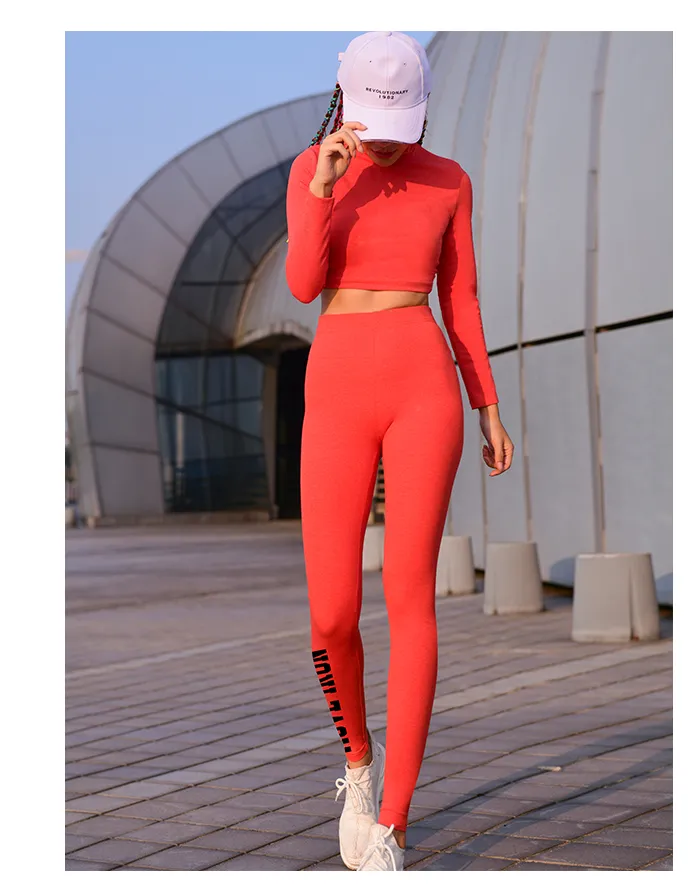 MIP HIGH RISE DEEP WAISBAND LEGGINGS IN RED