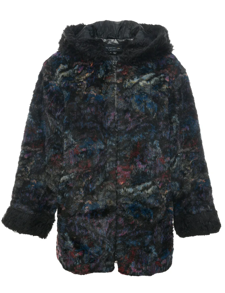 Multi-colour Faux Fur Coat - M