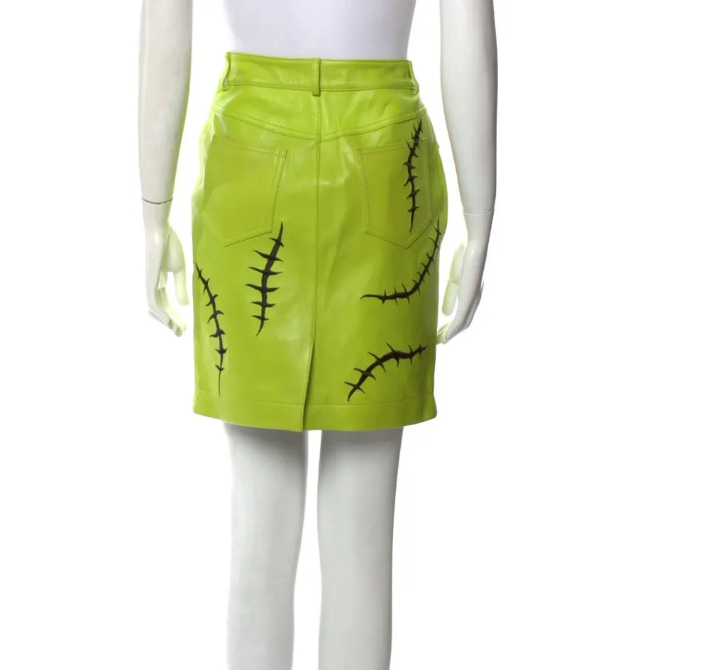 NEW Moschino Leather Frankenstein Mini Skirt - Medium
