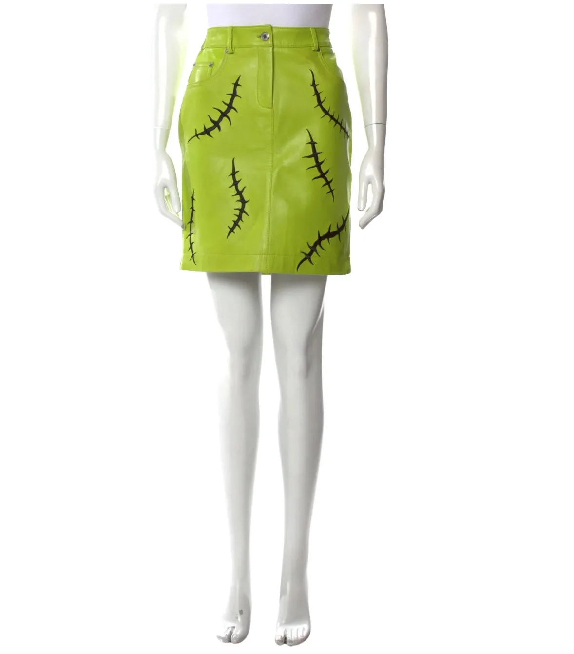 NEW Moschino Leather Frankenstein Mini Skirt - Medium