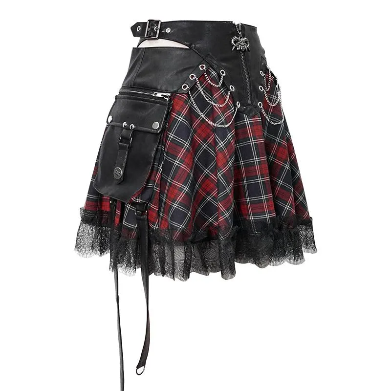 'Noise Annoys’ Plaid Punk Skirt