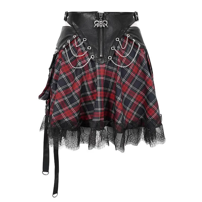 'Noise Annoys’ Plaid Punk Skirt