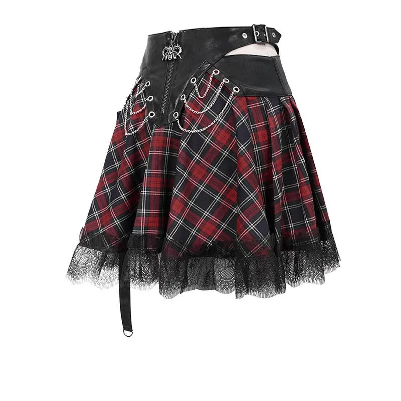 'Noise Annoys’ Plaid Punk Skirt