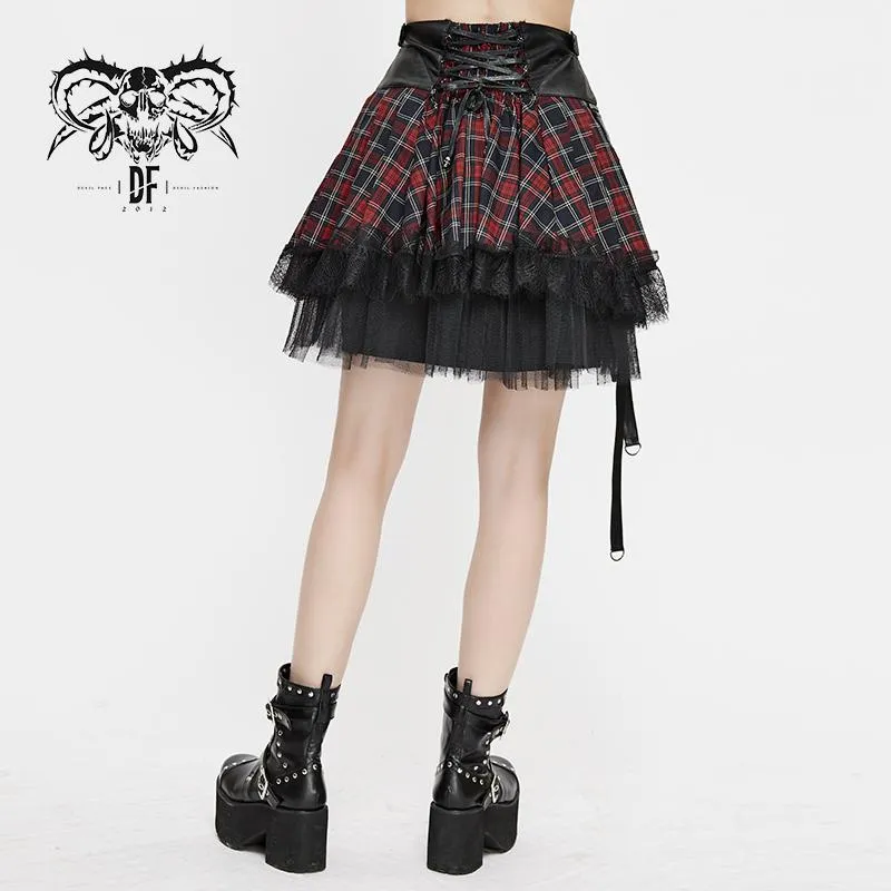 'Noise Annoys’ Plaid Punk Skirt