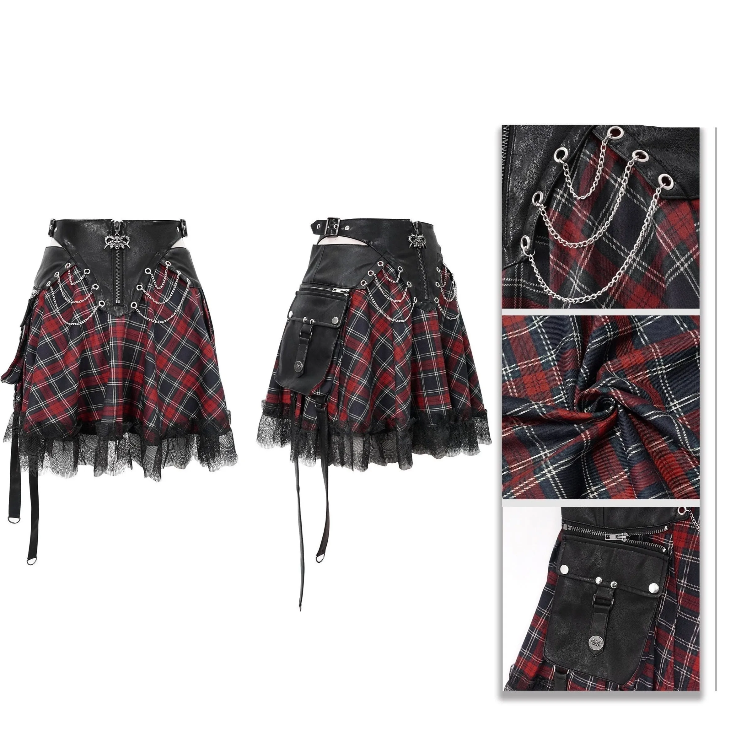 'Noise Annoys’ Plaid Punk Skirt