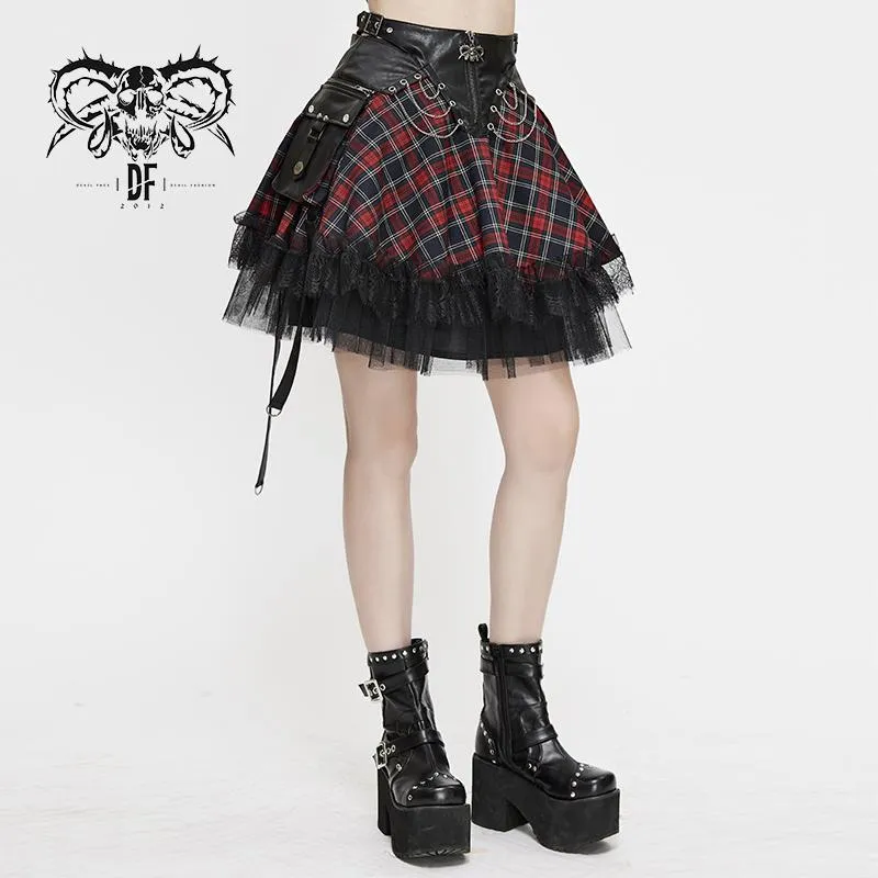 'Noise Annoys’ Plaid Punk Skirt