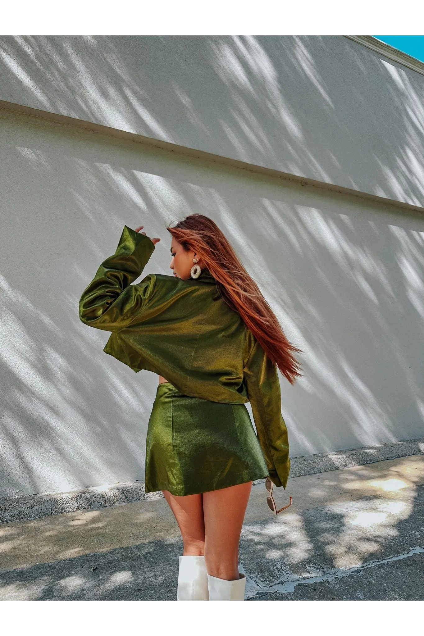 Olive You in Chrome Crop Blazer