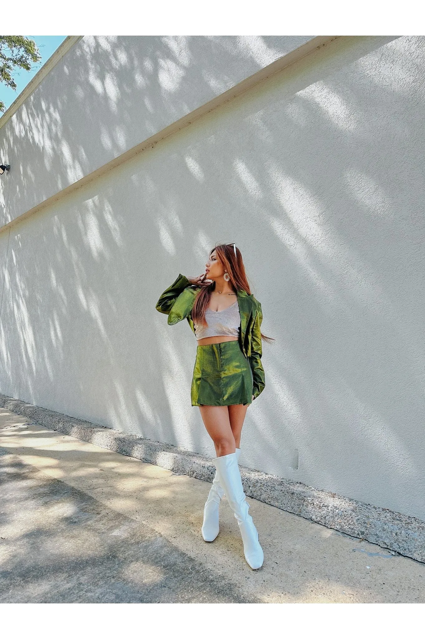 Olive You in Chrome Crop Blazer