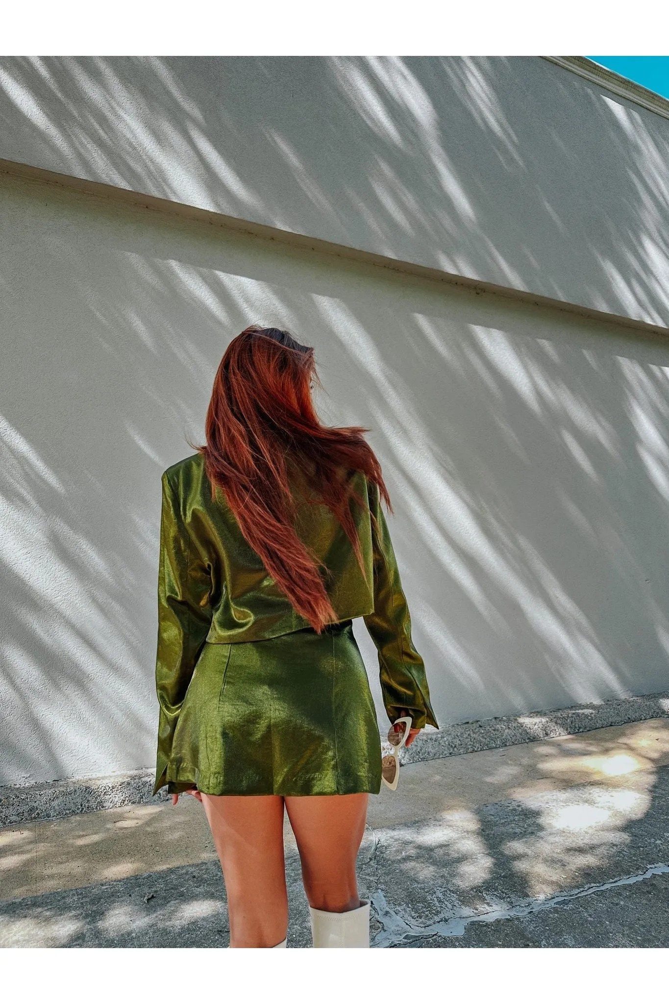 Olive You in Chrome Crop Blazer