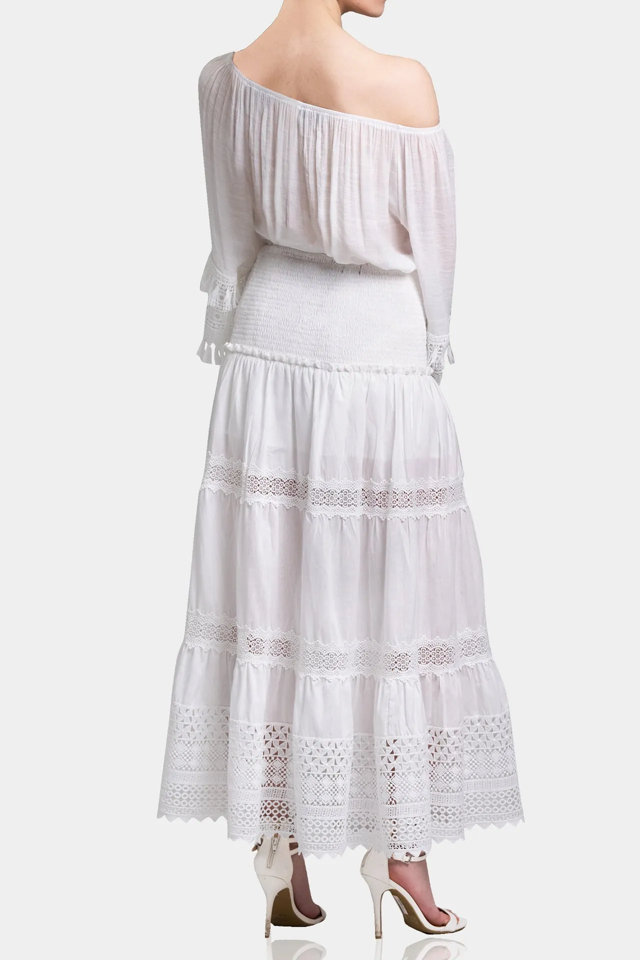 One Shoulder White Cotton Top