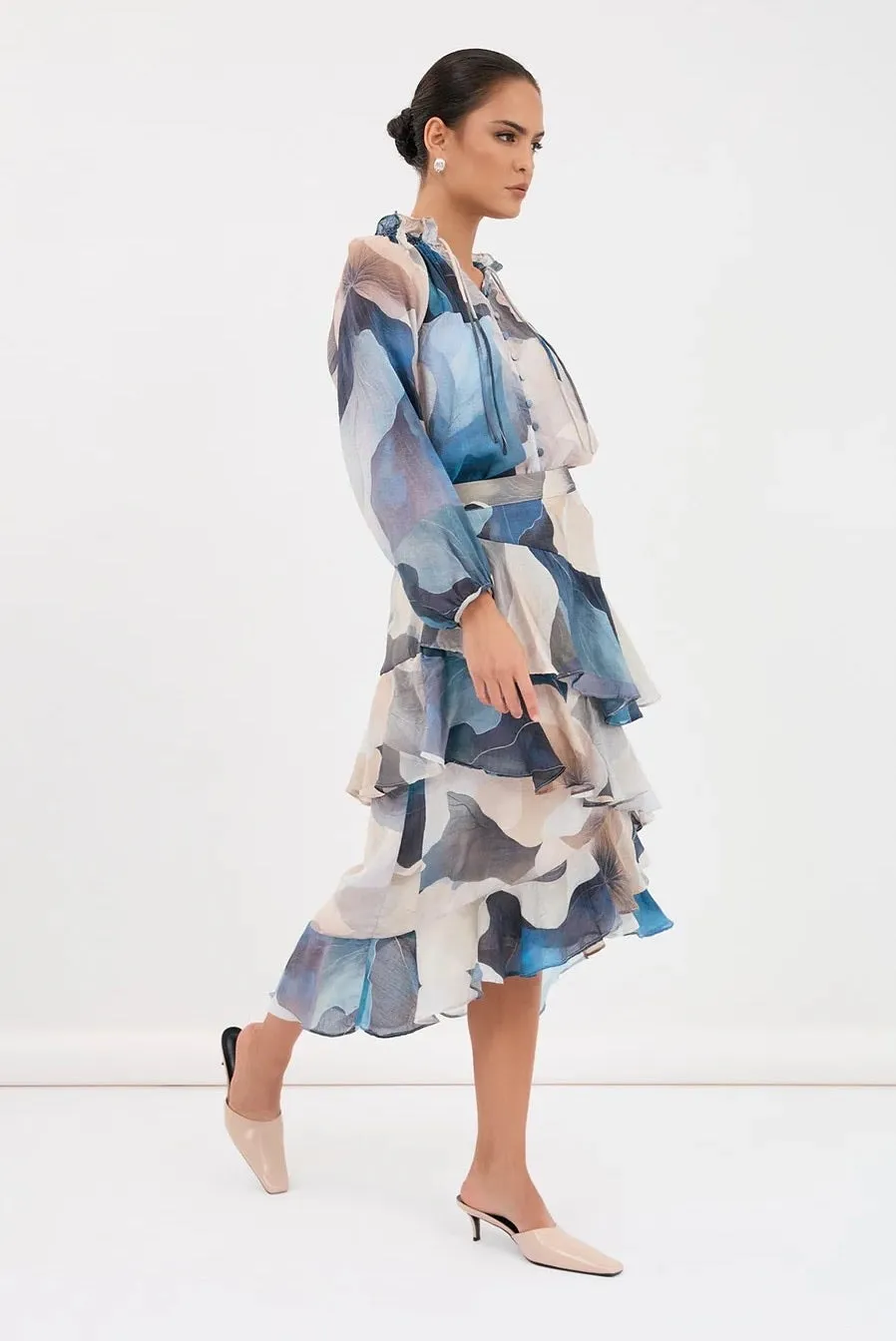 Peta printed frilled skirt