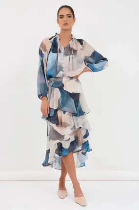 Peta printed frilled skirt