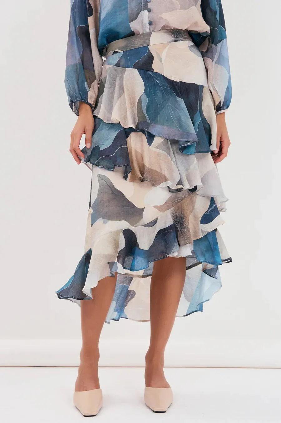 Peta printed frilled skirt