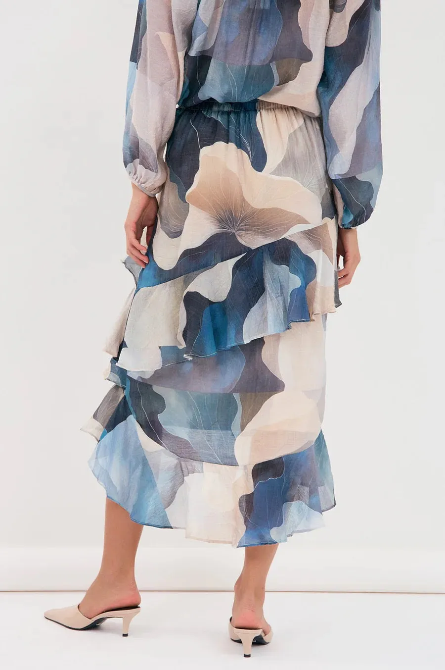 Peta printed frilled skirt