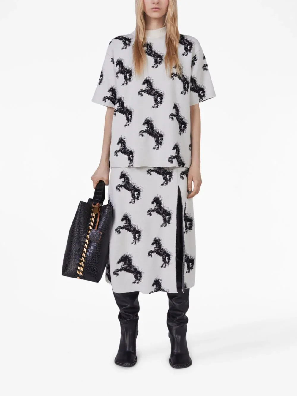 Pixel Horse Wool Jaquard Skirt