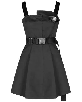 Punk Rave Daily Life Dark Militia Series Asymmetric Slip Dress